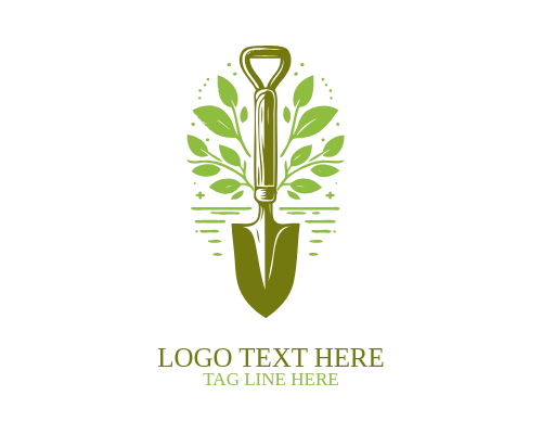 Landscaping Shovel Badge Logo