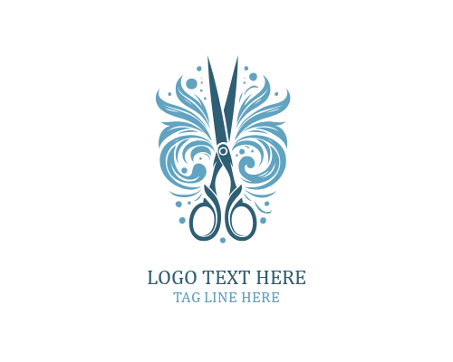Leaf Circle Scissor Floral Logo