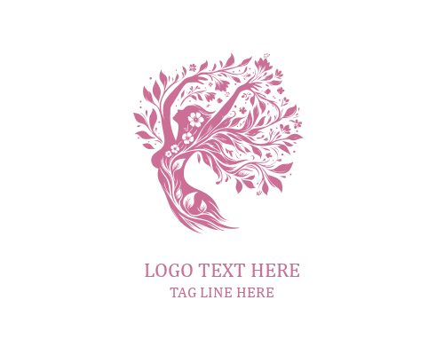 Leaf Crown Woman Tree Logo