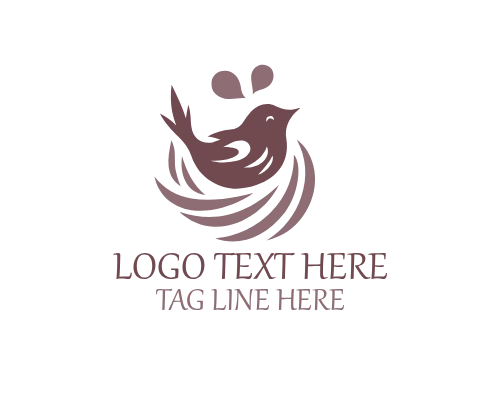 Leaf Home Nesting Bird Logo for Organic and Eco Branding