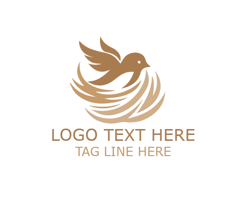 Leaf Protect Nesting Bird Logo for Eco Branding