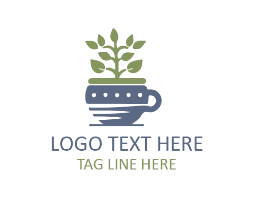 Leafy Plant Pot Design Logo