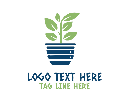 Leafy Plant Pot Garden Logo