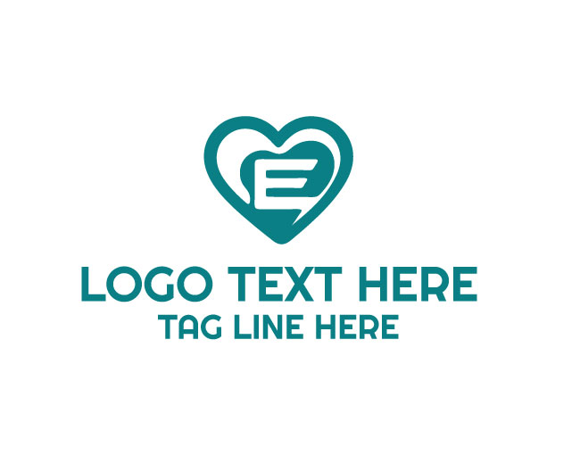 Letter E Love Heart Sign Logo