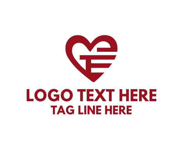 Letter E Love Romantic Logo