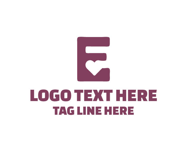 Letter E Love Sign Logo