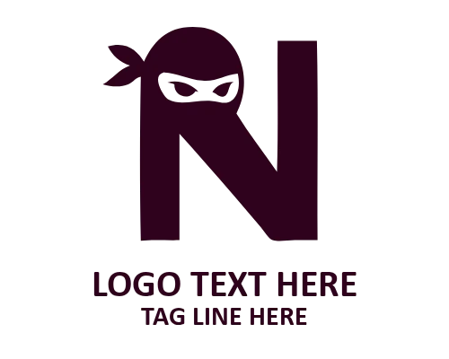 Letter N Ninja Mascot Logo