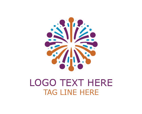 Light Show Fireworks Logo for Events and Celebration Branding
