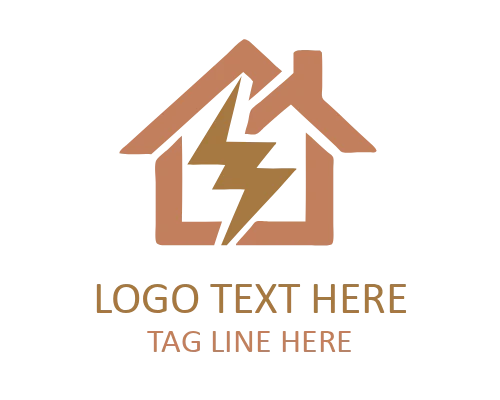Lightning Bolt Energy House Logo for Power Branding