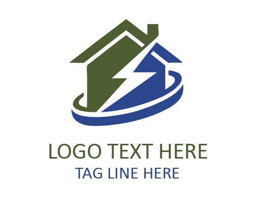 Lightning Bolt Home Circle Logo for Energy Branding