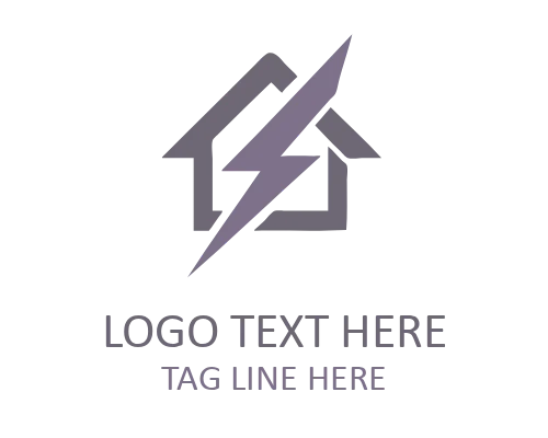 Lightning Bolt Home Icon Logo for Energy Branding