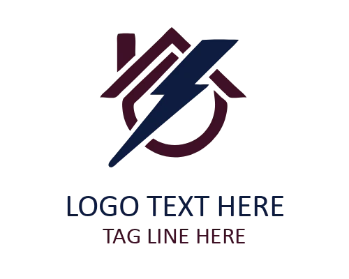 Lightning Bolt Home Outline Logo for Clean Identity