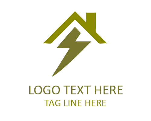 Lightning Bolt House Badge Logo for Energy Branding