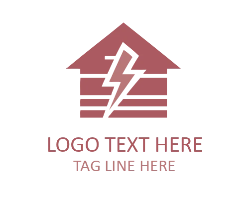 Lightning Bolt House Circle Logo for Energy Branding