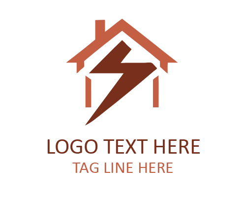 Lightning Bolt House Flat Logo for Modern Energy Identity