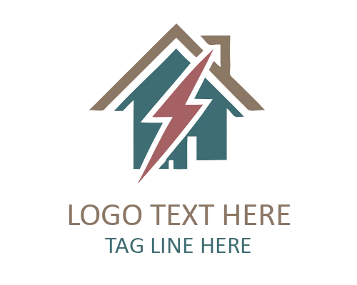 Lightning Bolt House Outline Logo for Modern Identity