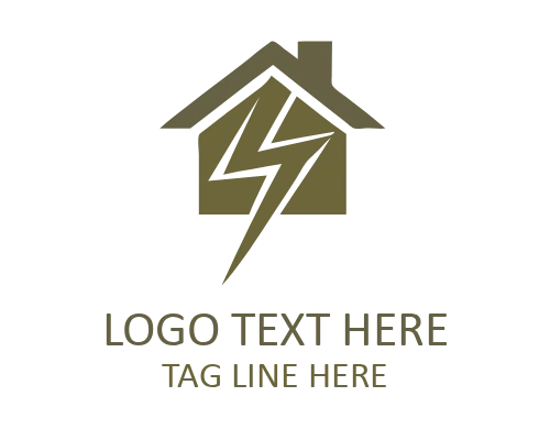 Lightning Bolt House Symbol Logo for Electrical Branding