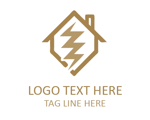 Lightning Bolt House Tech Logo for Smart Energy Branding