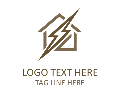 Lightning Bolt Residential House Logo for Energy Services