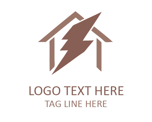 Lightning Bolt Roof House Logo for Electrical Identity