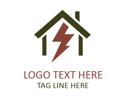 Lightning Bolt Smart House Logo for Modern Energy