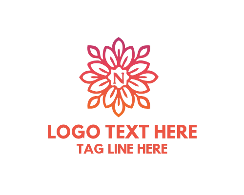 Line Art Floral Letter N Logo