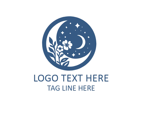  Line Art Floral Moon Logo for Artistic Branding