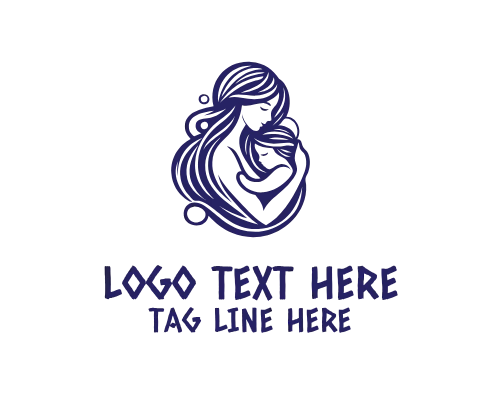 Line Art Mom and Baby Logo