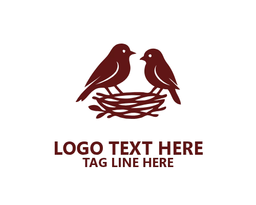 Line Art Nest Bird Logo