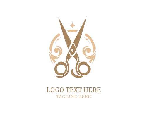 Line Art Scissor Floral Logo