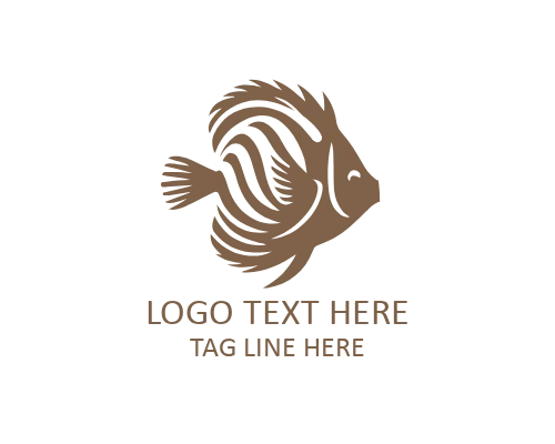  Line Art Tropical Fish Flat Logo