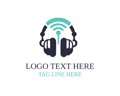 Line Art Wifi Headphone Logo