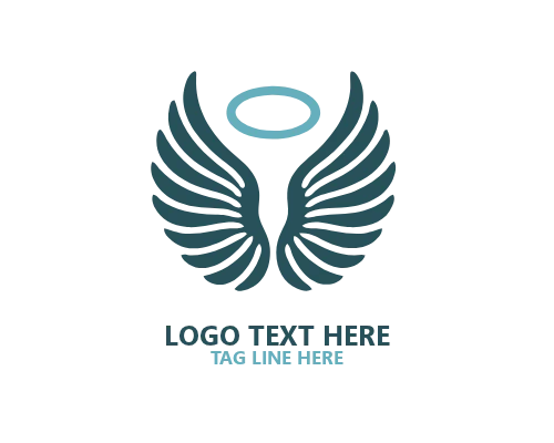  Line Emblem Angel Wings Logo