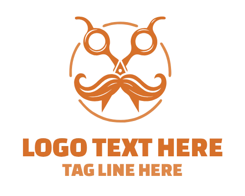Line Mustache Barber Logo