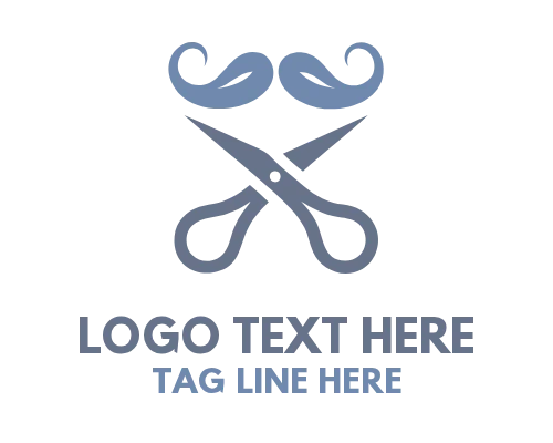 Line Scissors Barber Badge Logo