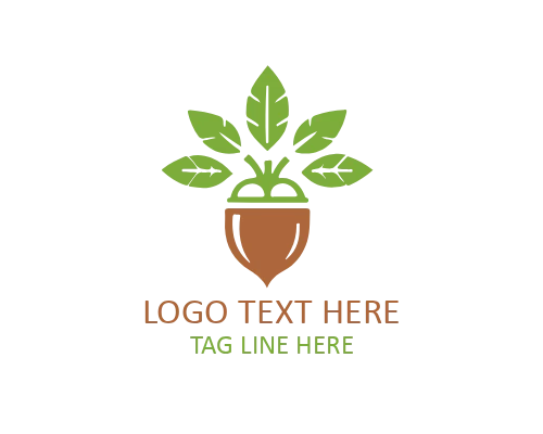  Line Style Acorn Flat Logo for Minimal Nature Branding