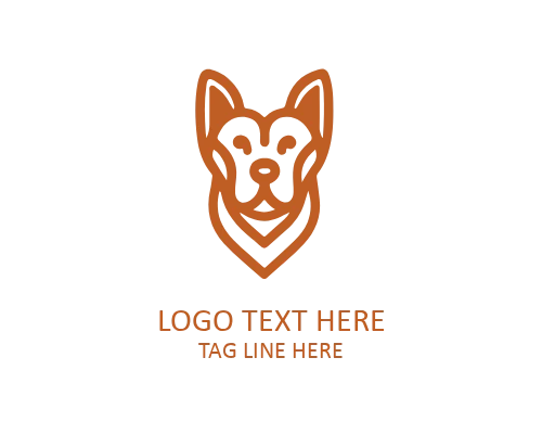 Linear Dog Face Outline Logo