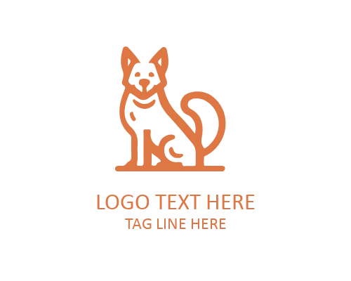 Linear Standing Dog Outline Logo