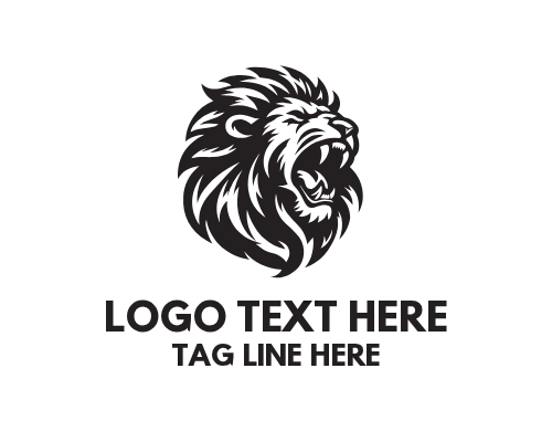 Lion Head Roaring Logo