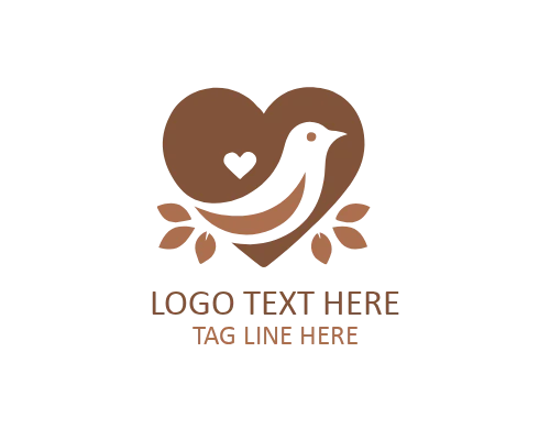  Love Bird Couple Heart Flat Logo for Wedding, Lifestyle, and Romance Brands