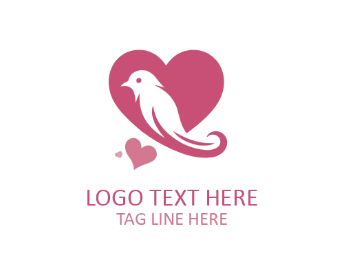 Love Bird Couple Heart Logo