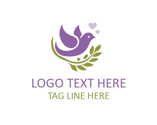 Love Bird Heart Wing Logo