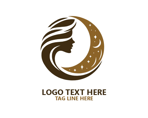 Lunar Woman Profile Line Logo