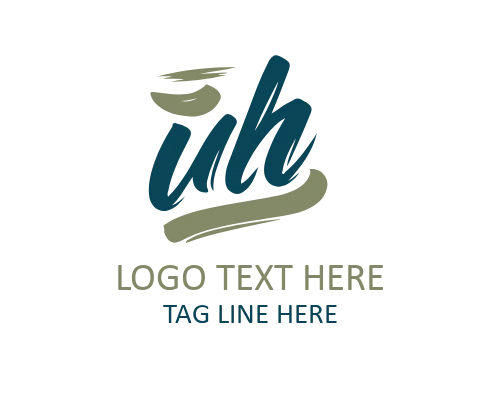 Luxury Calligraphy Brush Letter U and H Logo for Premium Branding