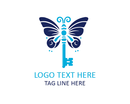 Luxury Gold Butterfly Key Logo