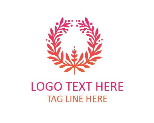 Maple Leaf Autumn Wreath Logo