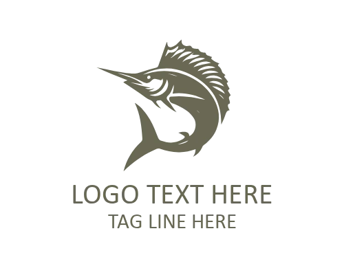 Marlin Fish Wave Logo for Ocean and Marine Branding