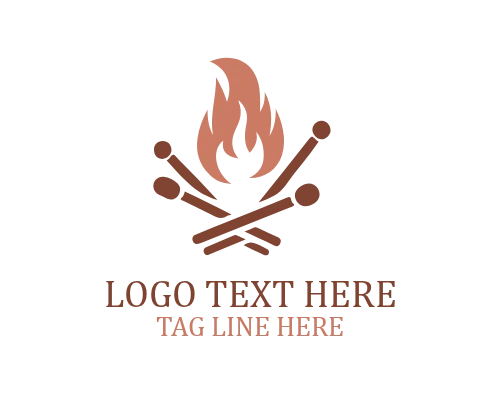 Matchstick Burning Flame Logo