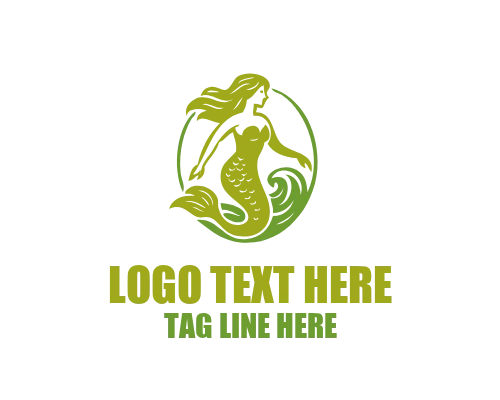 Mermaid Circle Emblem Logo