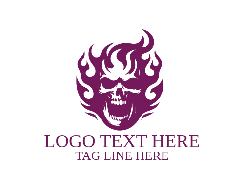 Metal Band Flaming Skull Logo